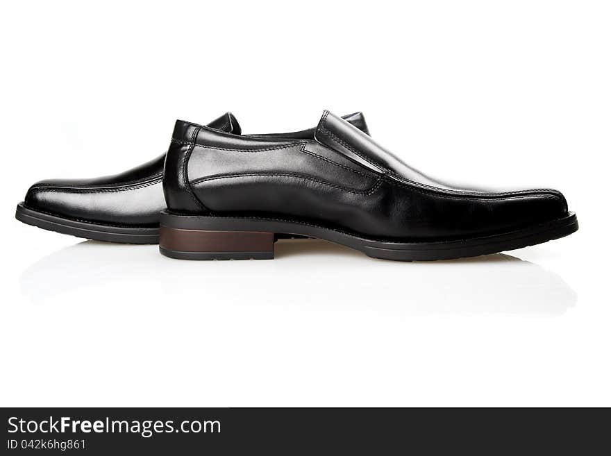 Black man's shoes on a white background. Black man's shoes on a white background.