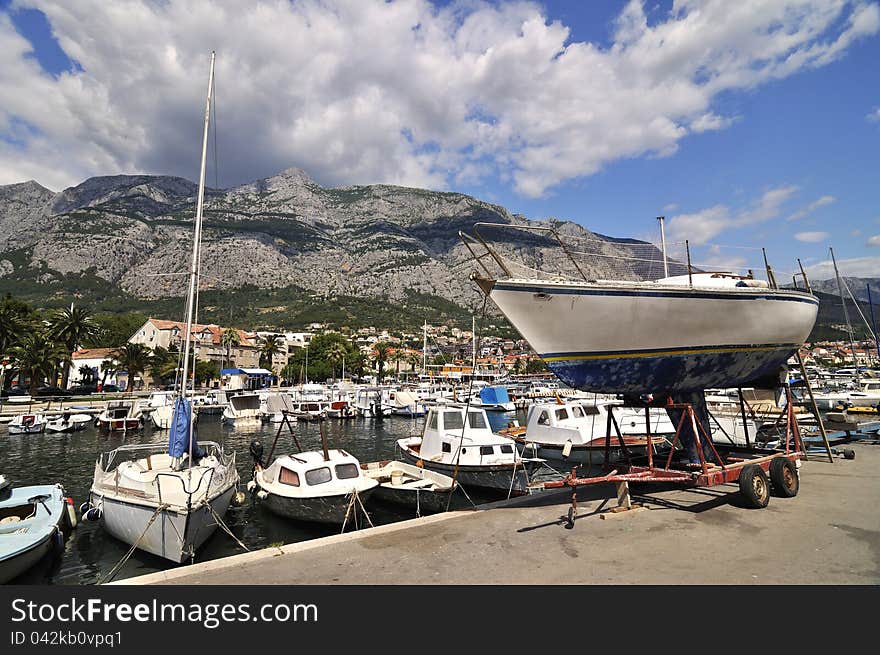 Panorama of Port in Makarska, Croatia