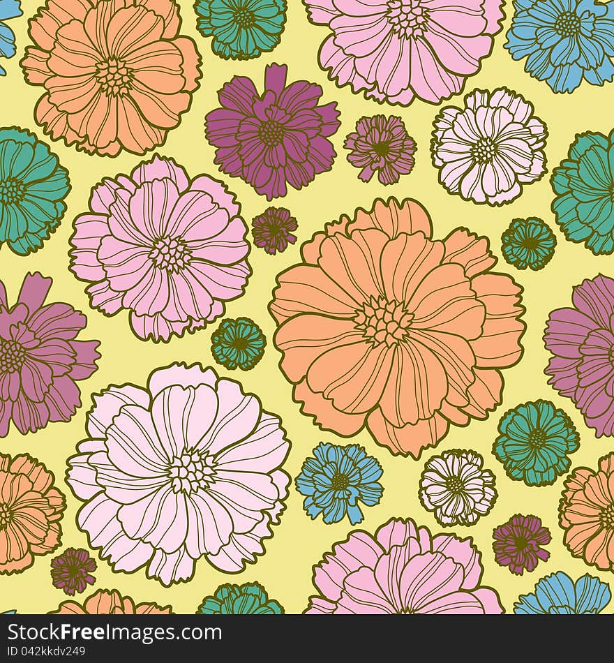 Vector seamless vintage floral botany pattern