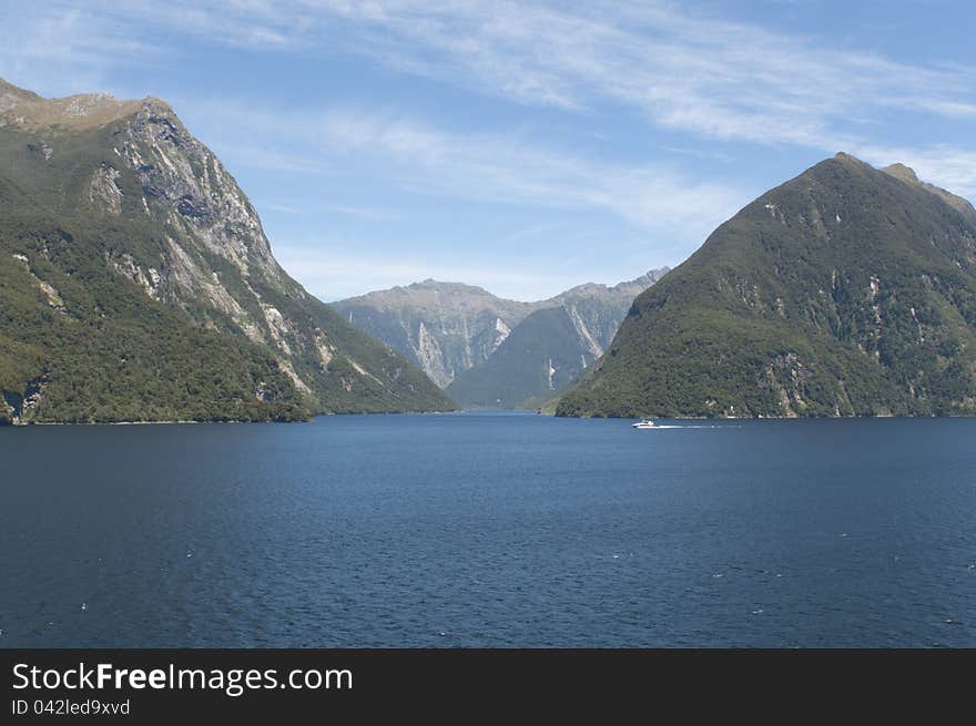 Mountain landscape of Fjords in New Zealand