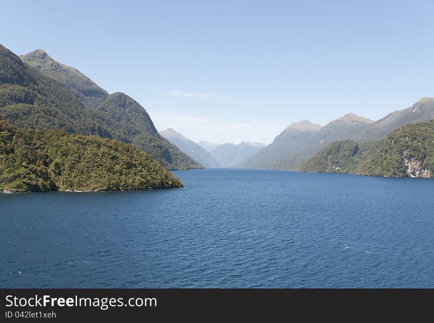 Mountain landscape of Fjords in New Zealand