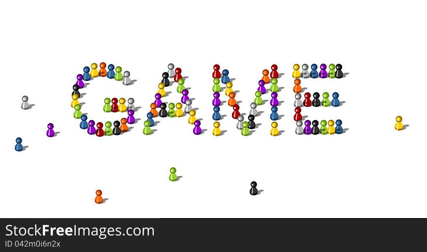 The word game made of game characters