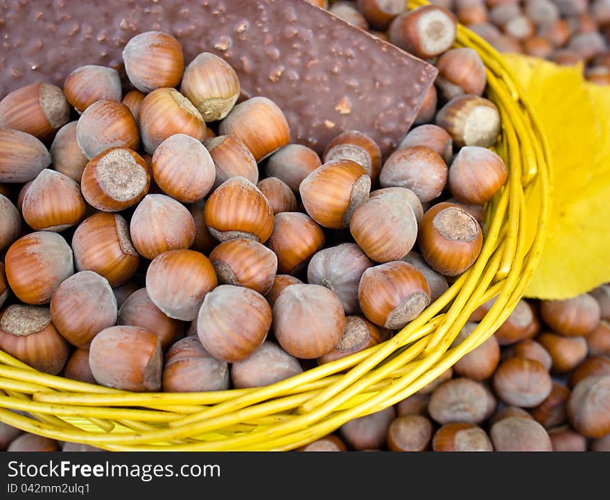 Hazelnuts and hazelnut chocolate