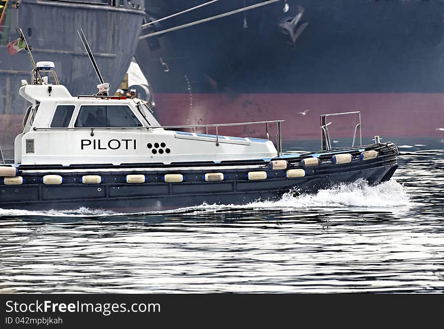 Pilot boat in the port