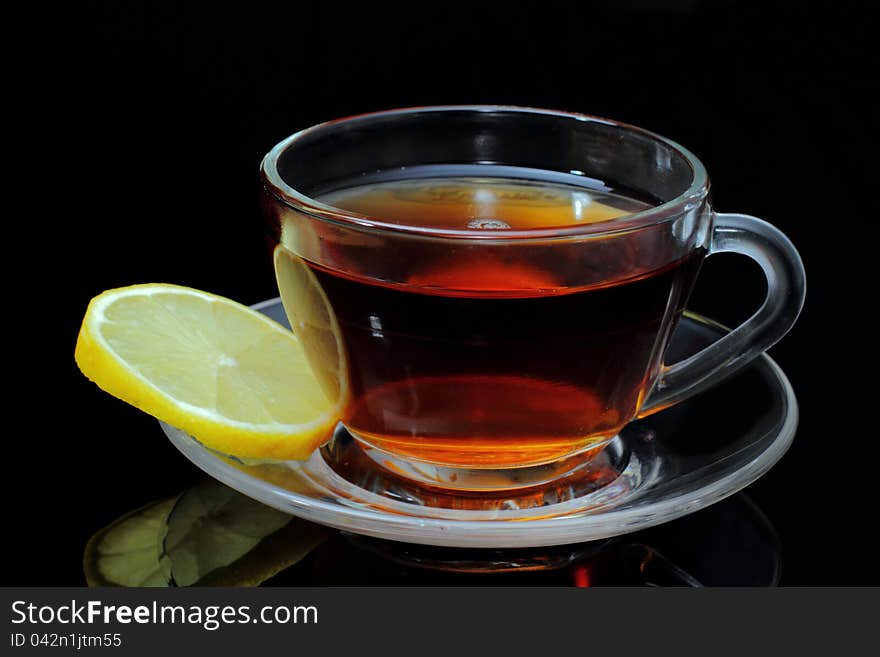 Cup of tea with lemon