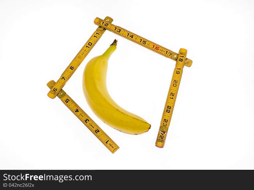 Ruler Measuing a bannana