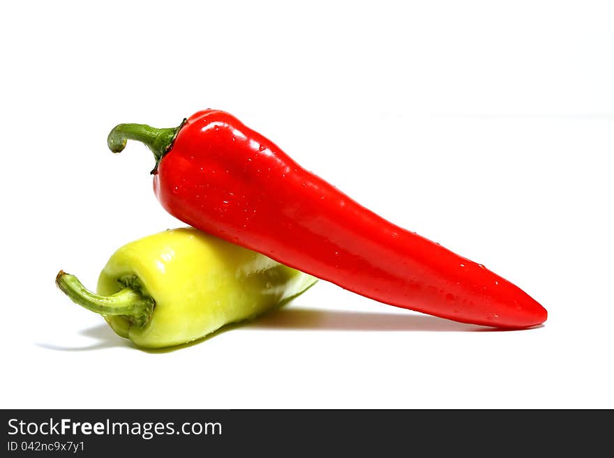 Red and green peppers