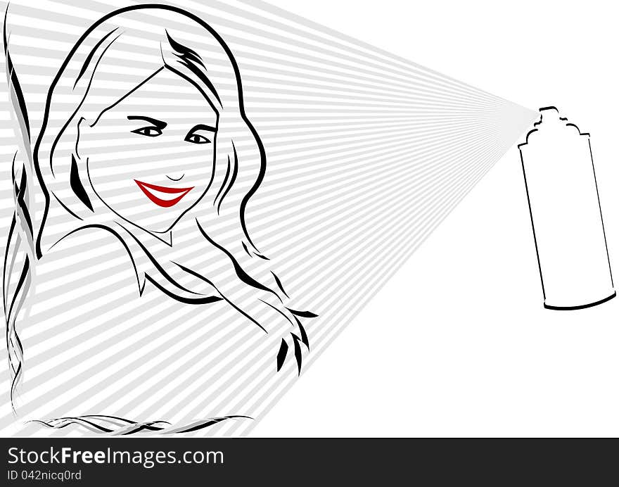 Aerosol and facial contour woman. The illustration on a white background. Aerosol and facial contour woman. The illustration on a white background