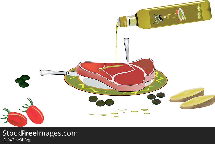 Steak Sauce And Olive Oil