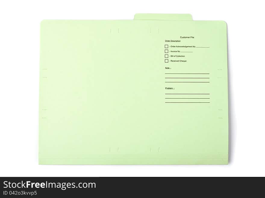 Green document folder on white background. Green document folder on white background