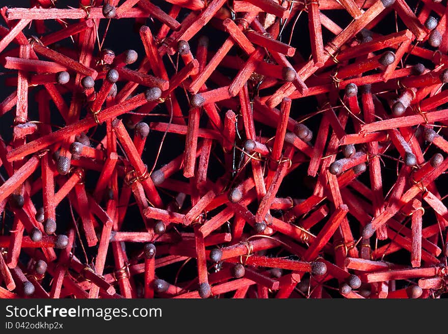 Macro shot of red disordered matchsticks. Macro shot of red disordered matchsticks