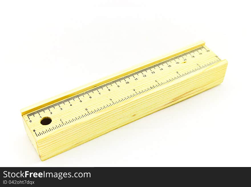 Pencil-box with ruler (studio shot). Pencil-box with ruler (studio shot)