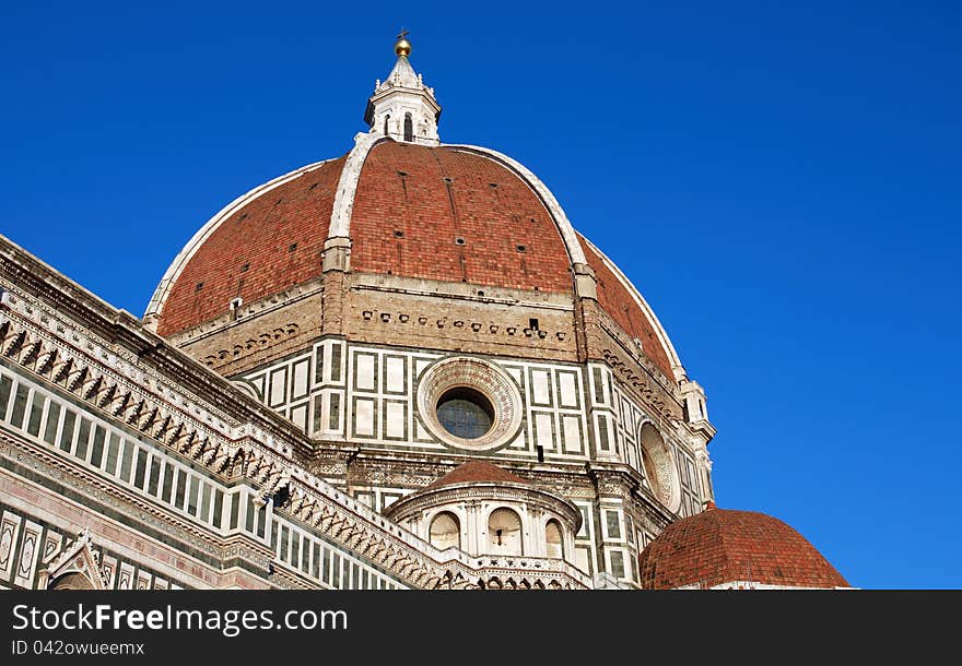 Closeup of Santa Maria Del Fiore Cathedral cupola. Florence, Italy