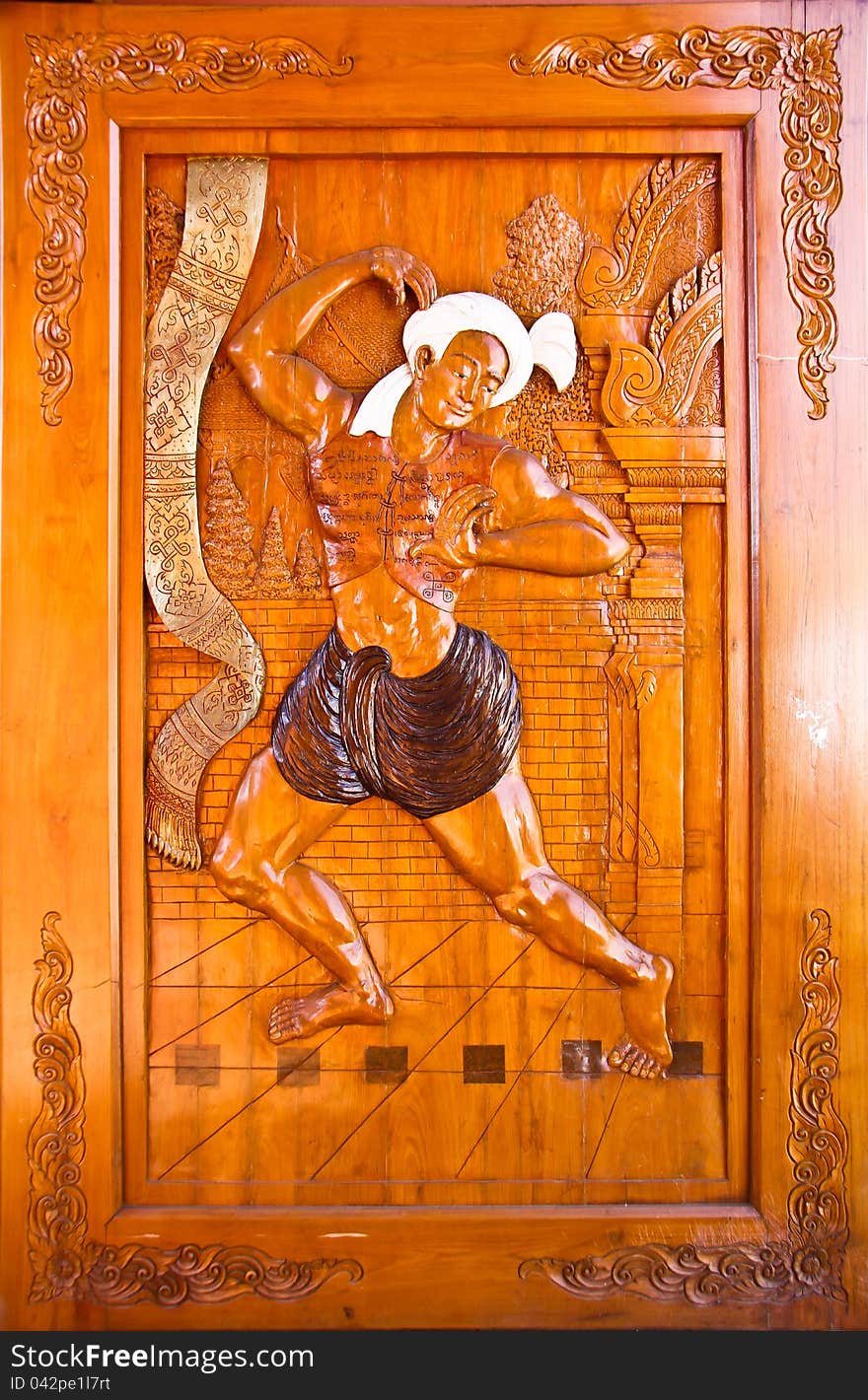 Carved wooden doors that are a form of traditional folk