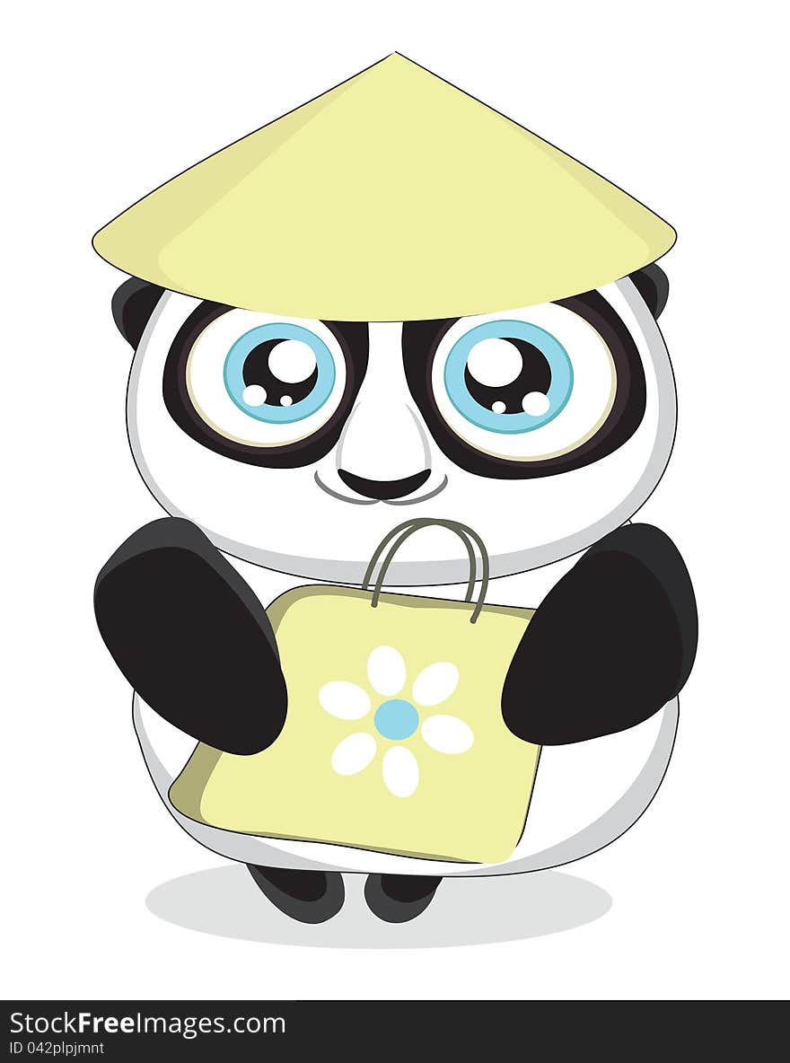 Cartoon Panda With Bag