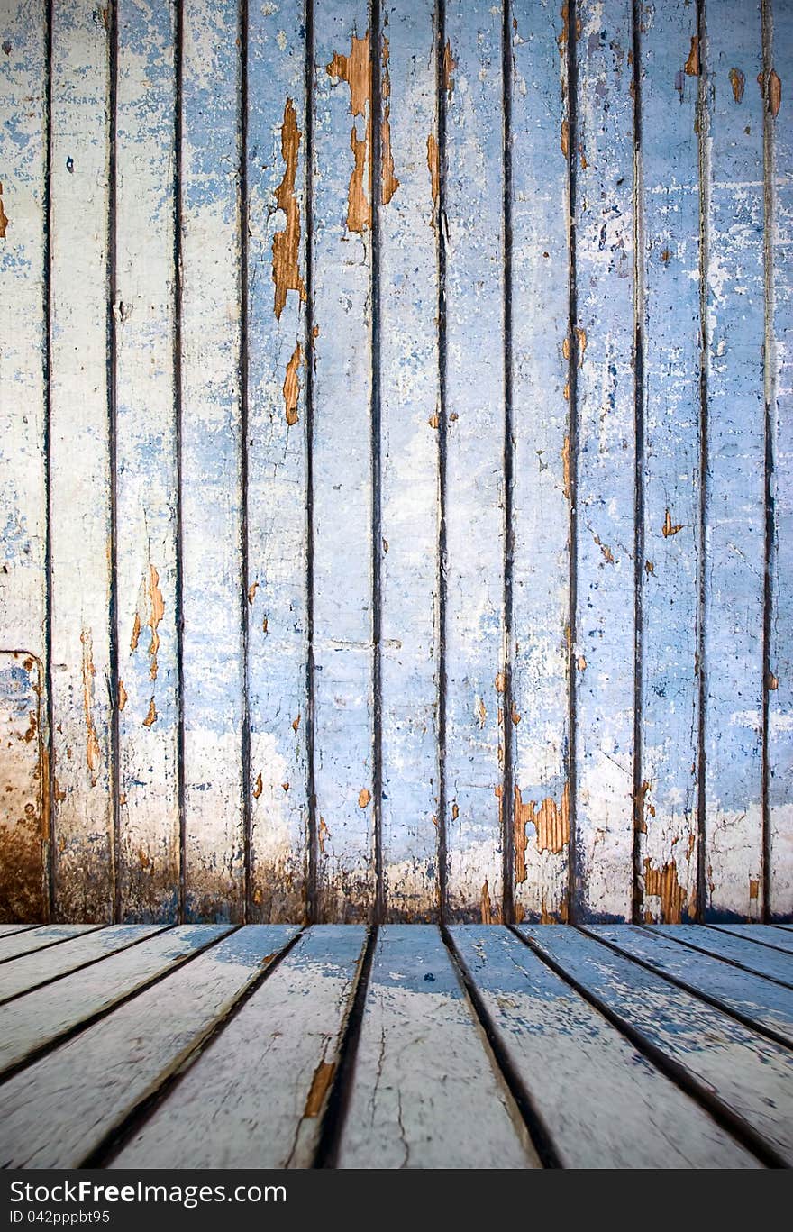 Vintage interior of painted blue a wooden plank. Vintage interior of painted blue a wooden plank