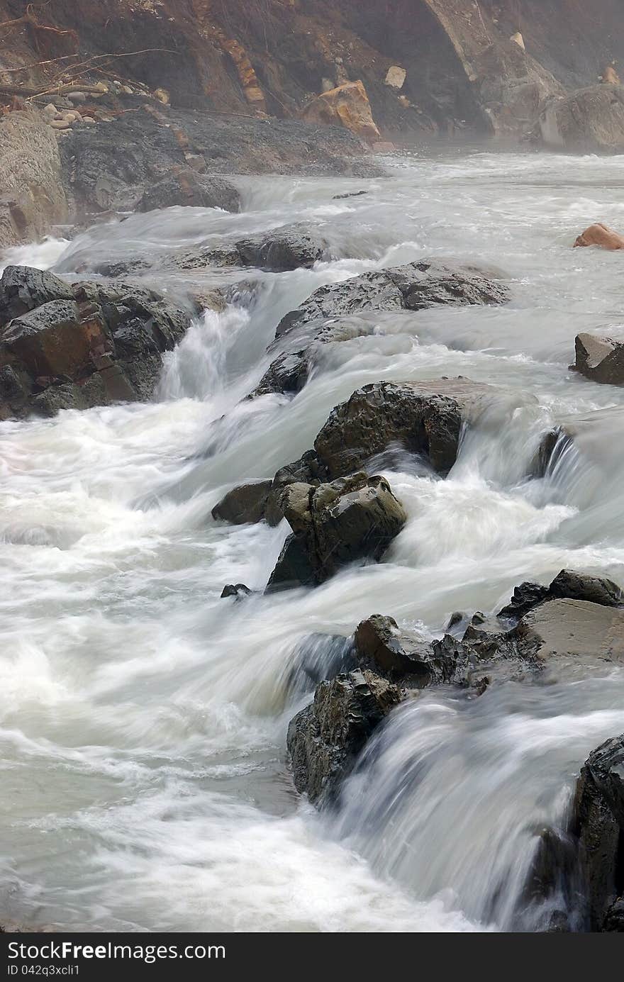 Dangerous rapids in the river. Dangerous rapids in the river