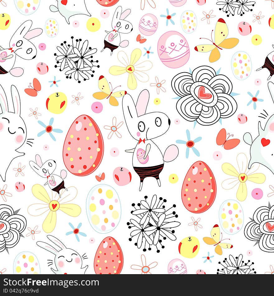 Texture of easter rabbits and eggs