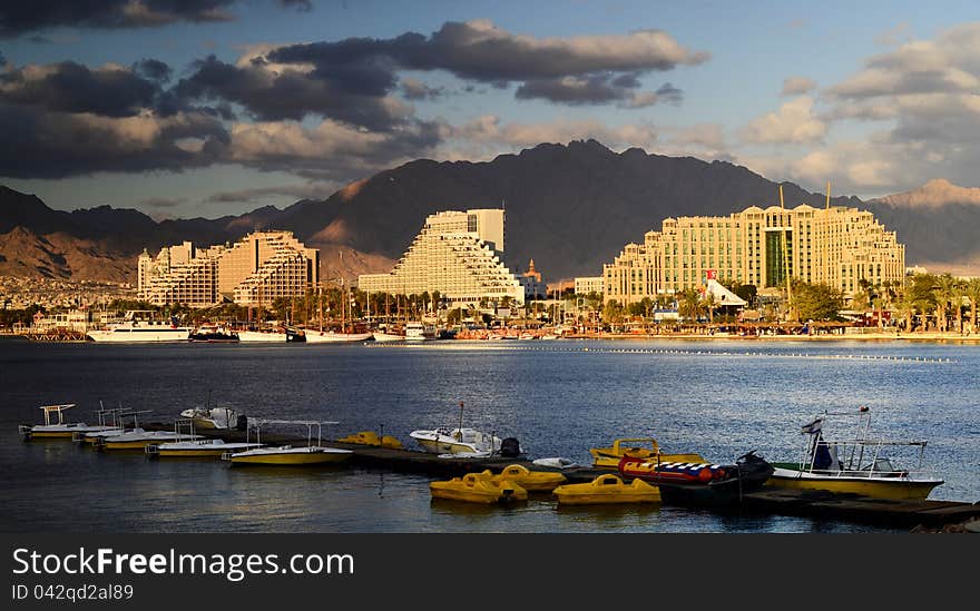 View on northern beach of Eilat, Israel