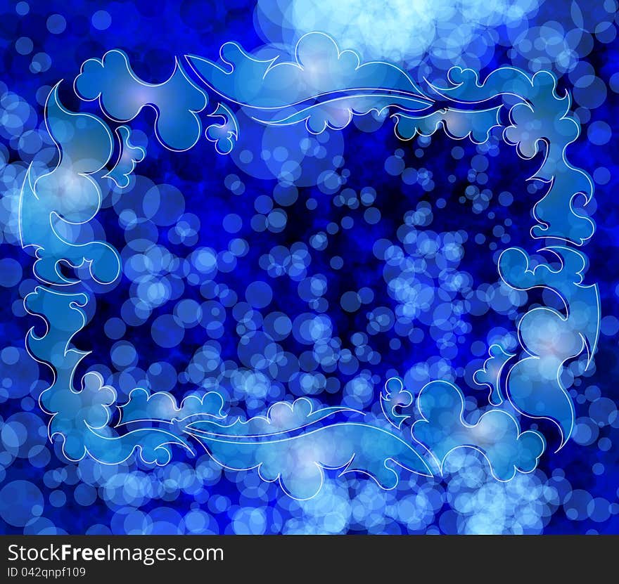 Abstract blue background with frame