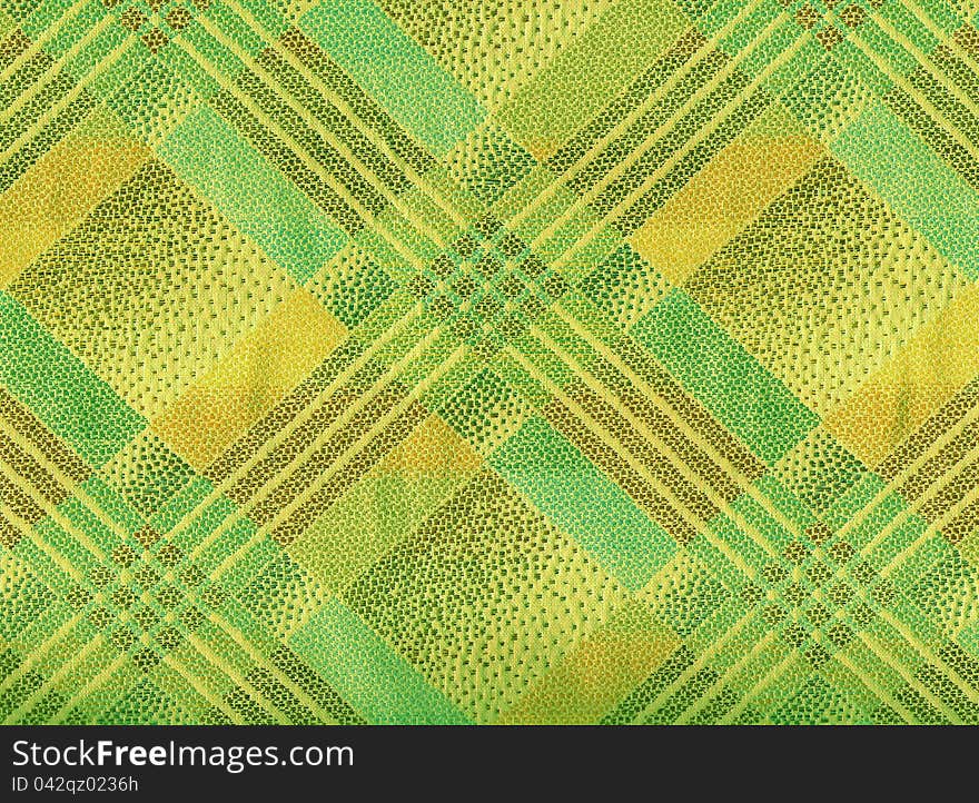 Yellow And Green  Tartan Textile;