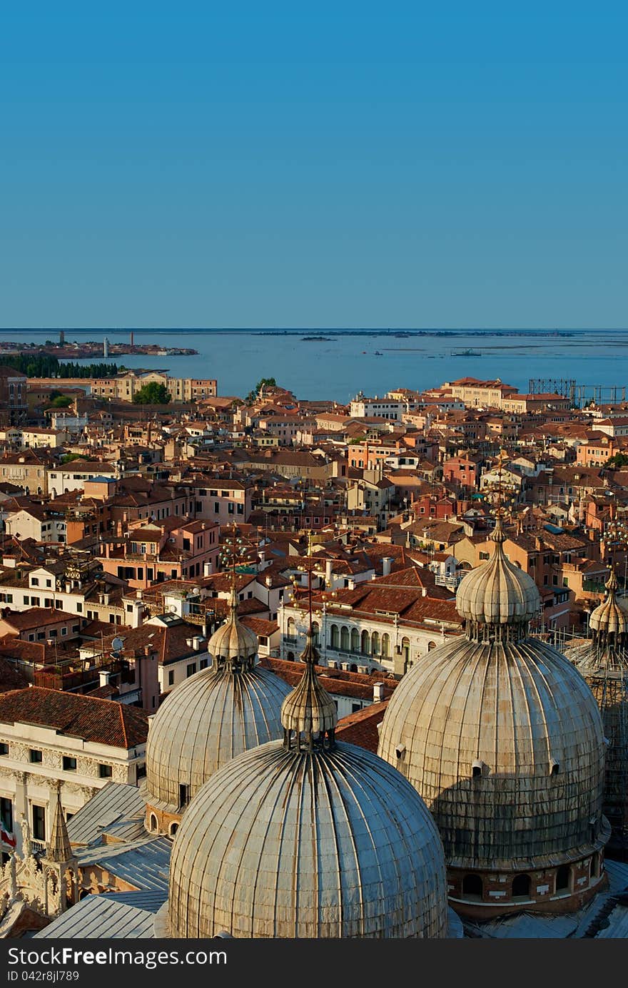 Domes of St Marks Basilica from the bell tower