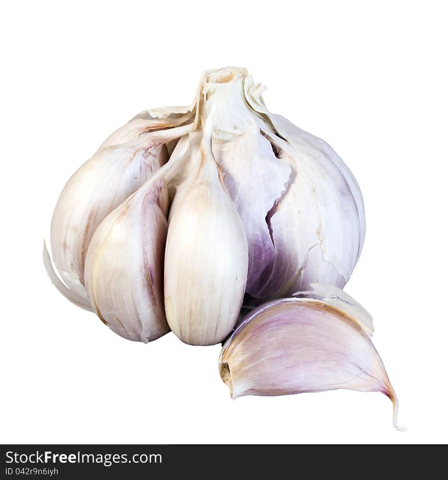 Ripe garlic isolated over white background