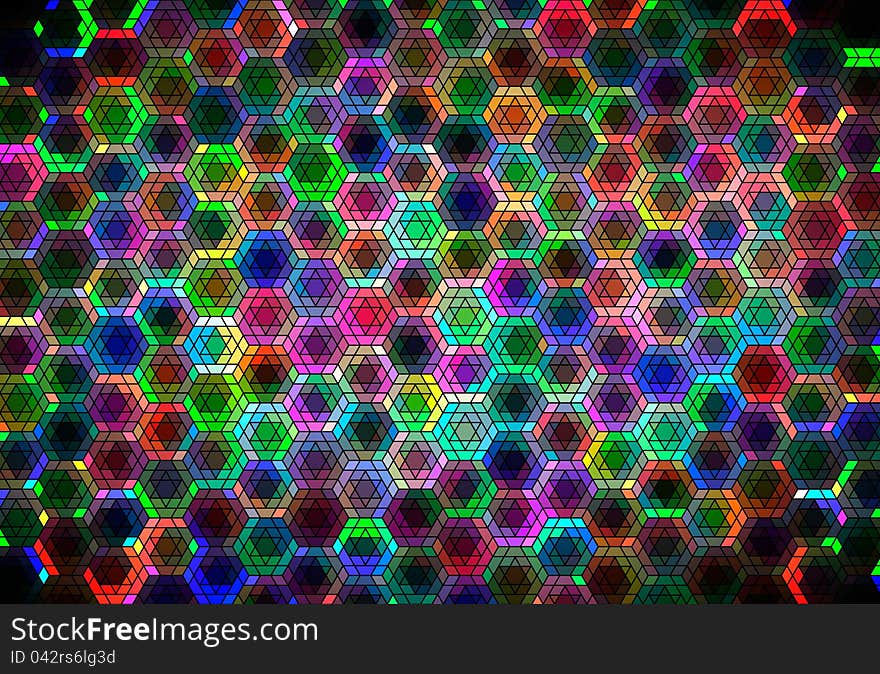 Messy intersecting hexagons produces strange color effects