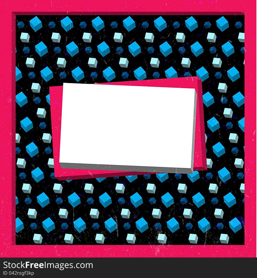 Frame with 3D cubes pattern and a rectangle in the center