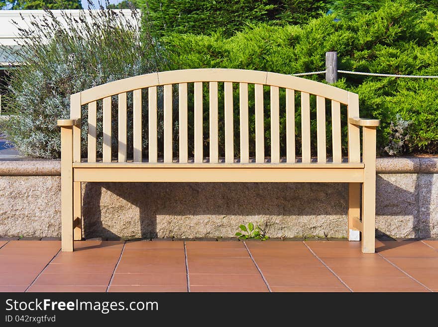 Wooden bench in Gotemba Premium Outlets, Japan