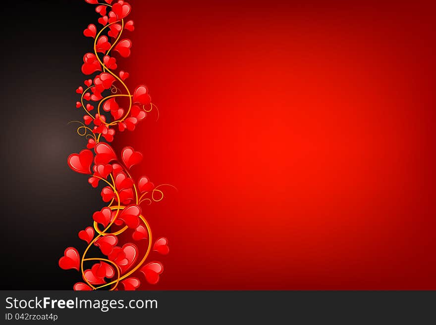 Illustration of swirl of heart on love background