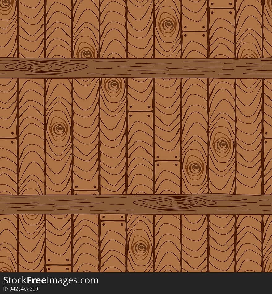 Seamless wooden pattern with horizontal planks or shelves