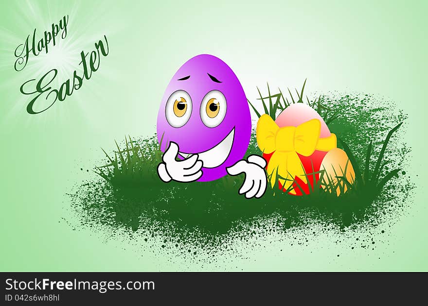 Sweet easter eggs in the grass