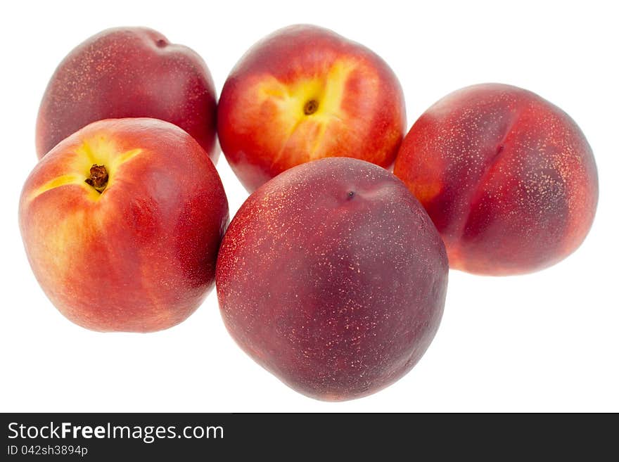 Peaches on the white, clean background, studio shot