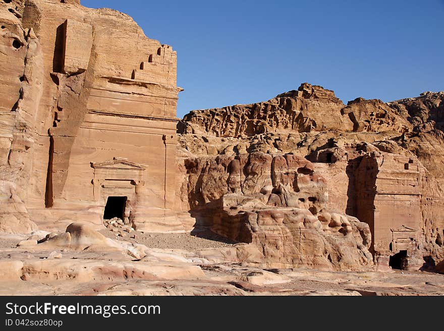 Ruin of Moghar Annassara in Petra, Jordan