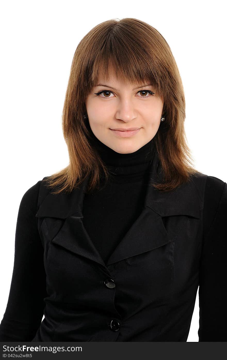 Young woman a white background. Young woman a white background