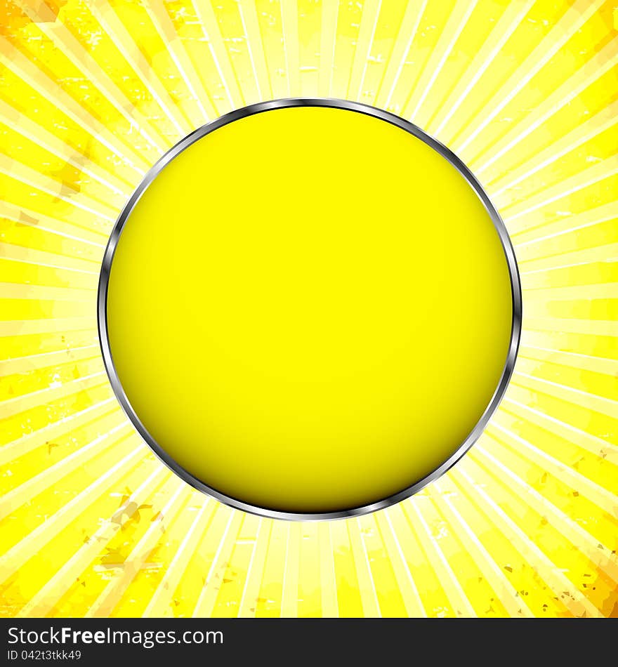 Yellow round frame with the sun rays. Yellow round frame with the sun rays