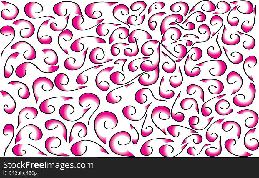 Different black with pink krausens on a white background. Different black with pink krausens on a white background