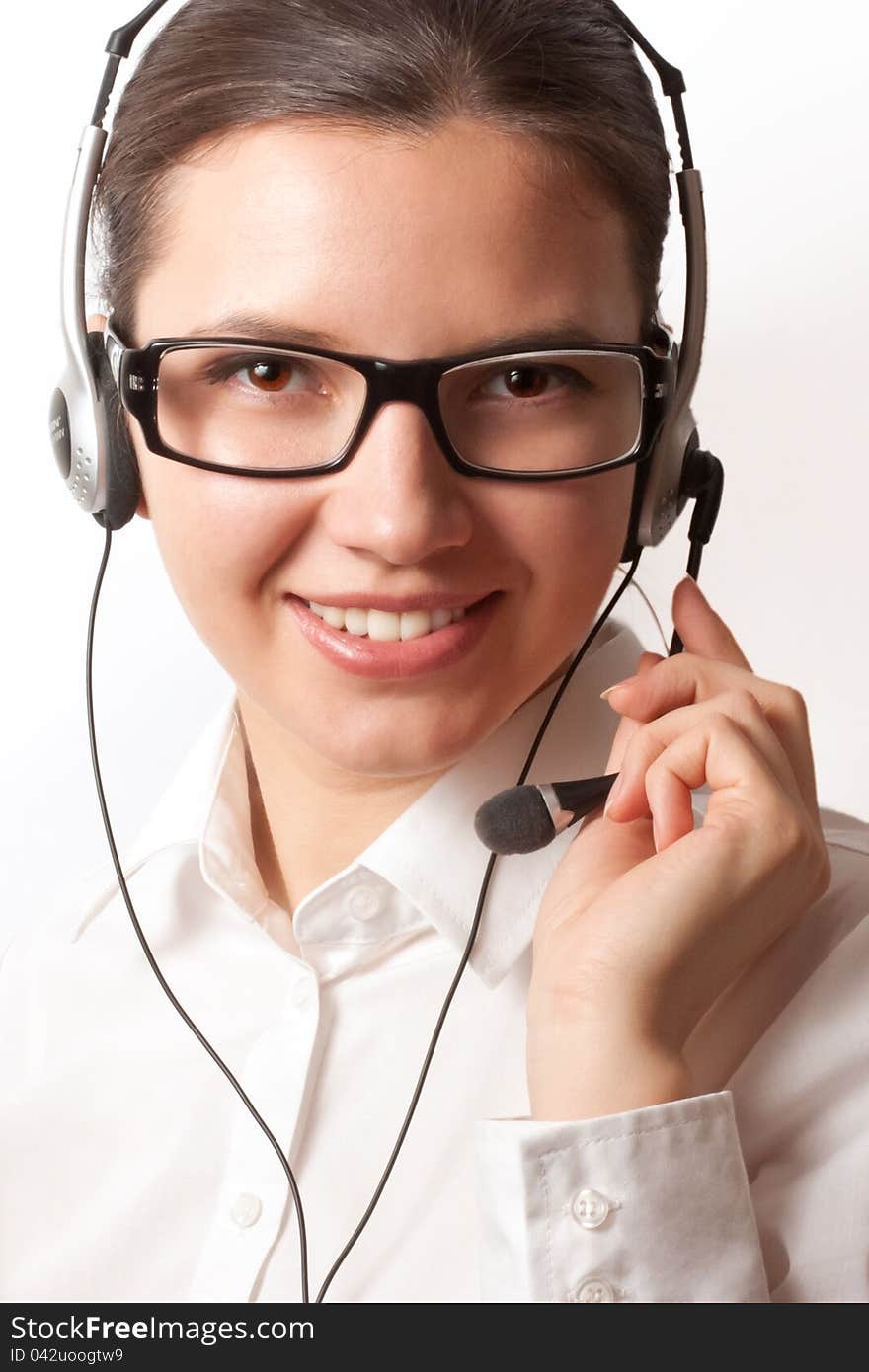 Smiling business consultant with headset