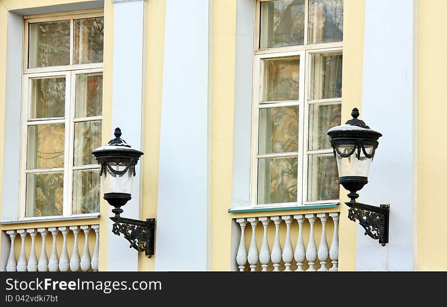 Street lights on the front of building