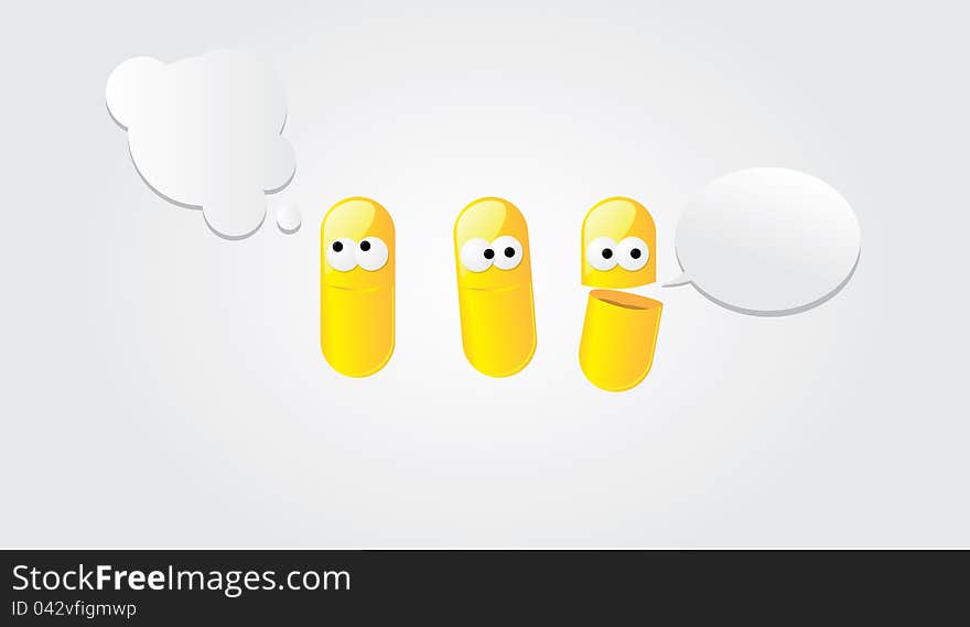 Medical / health-care concept: Happy colorful pills advice. Medical / health-care concept: Happy colorful pills advice.