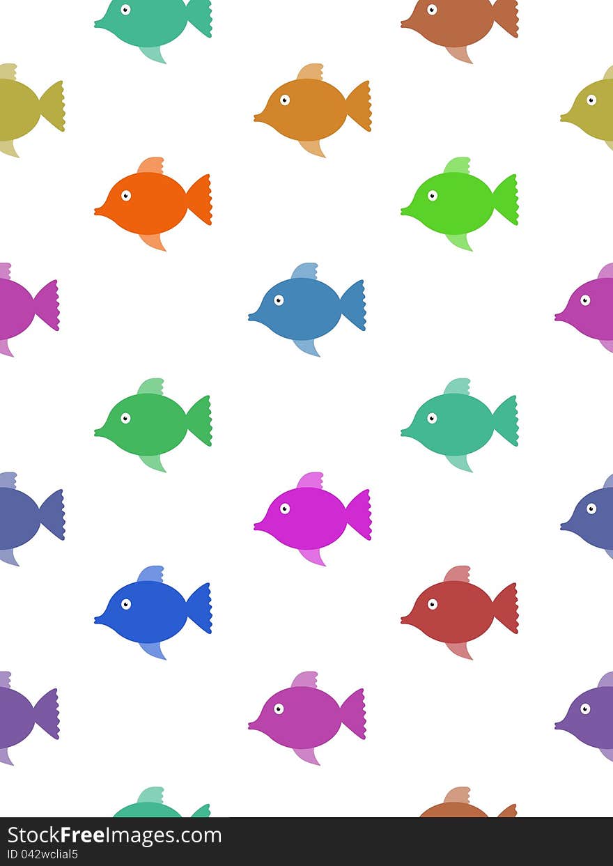 Illustration of many colourful fish creating a seamless background. Illustration of many colourful fish creating a seamless background