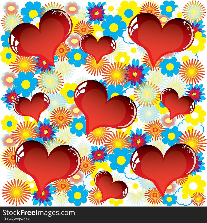 Vector illustration of Valentine heart of flowers. Vector illustration of Valentine heart of flowers