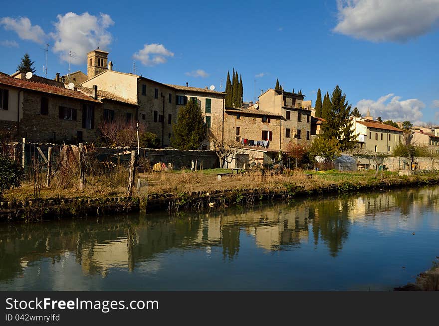 Old Umbria village on the river Clitunno, Bevagna.