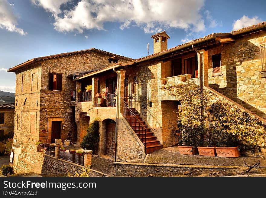 A view of historic center of Bevagna in Umbria.