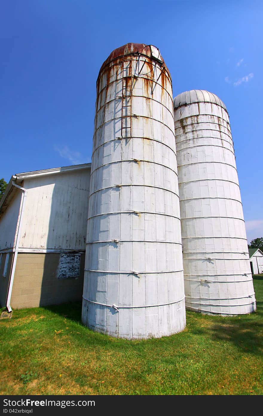 Old barn with twin towers