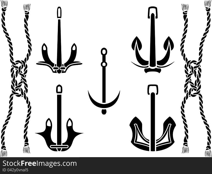 Anchor set. stencil vector illustration