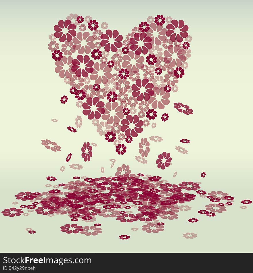 Beautiful 3d image with flowers heart. Beautiful 3d image with flowers heart