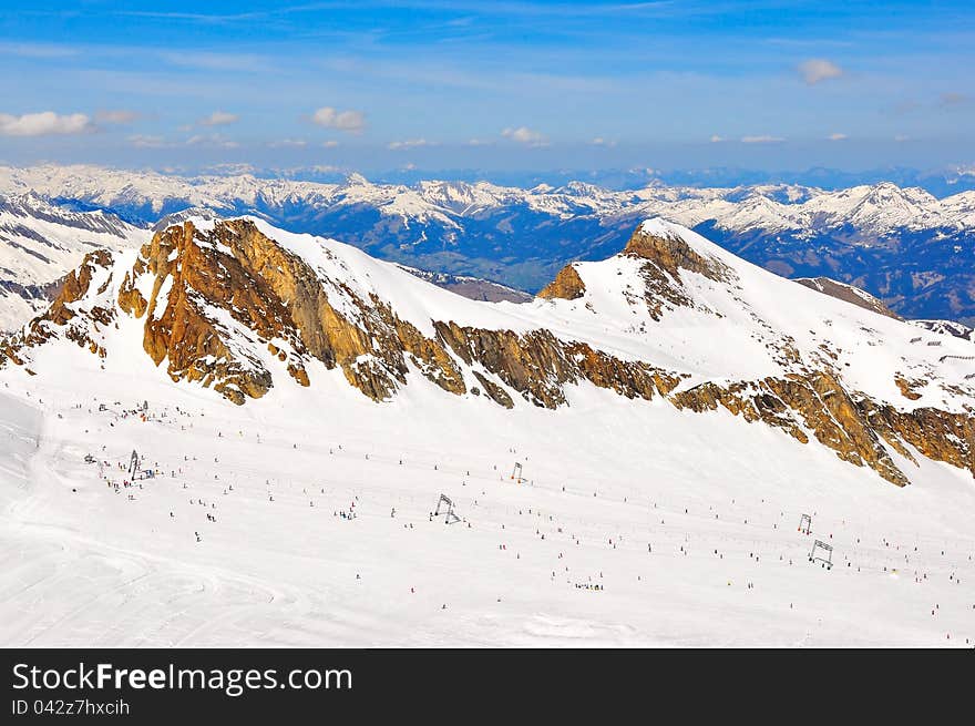 Austrian alps winter ski slope landscape. Austrian alps winter ski slope landscape