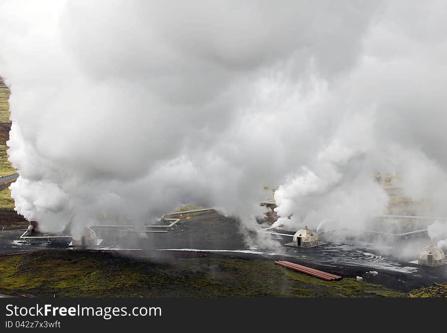 A geothermal heating plant in Svartsengi, Iceland